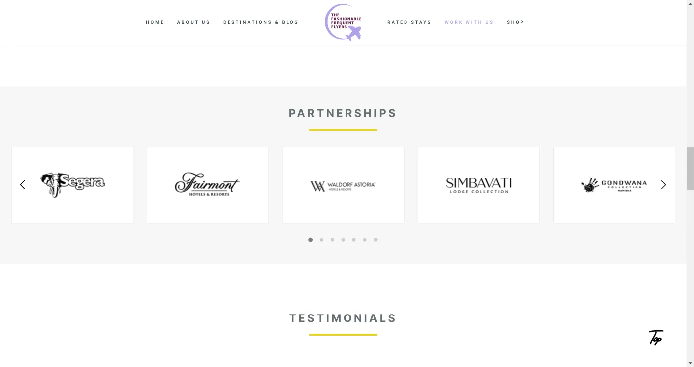 The partnerships and collaborations page