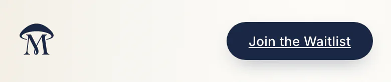 The header on a phone: the mark alone on the left and the Join the Waitlist pill on the right.