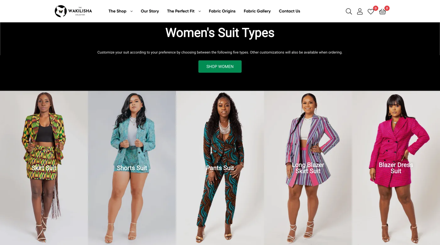 The women's collection page